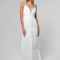 100% Linen Goddess Thin Laced Low-Back Maxi in White S to XXXL - Claudio Milano