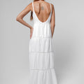 100% Linen Goddess Thin Laced Low-Back Maxi in White S to XXXL - Claudio Milano
