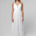 100% Linen Goddess Thin Laced Low-Back Maxi in White S to XXXL - Claudio Milano
