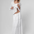 100% Linen Boho Skirt in White S to XXXL - Claudio Milano