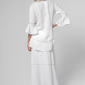 100% Linen Boho Skirt in White S to XXXL - Claudio Milano