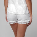 100% Linen Lace Detailed Short in White S to XXXL - Claudio Milano