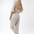 100% Linen Zip-Up Long Fitted Jumpsuit S to XXXL - Claudio Milano