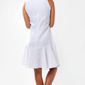 100% Linen Elegant Flounce Dress with Keyhole S to XXXL - Claudio Milano