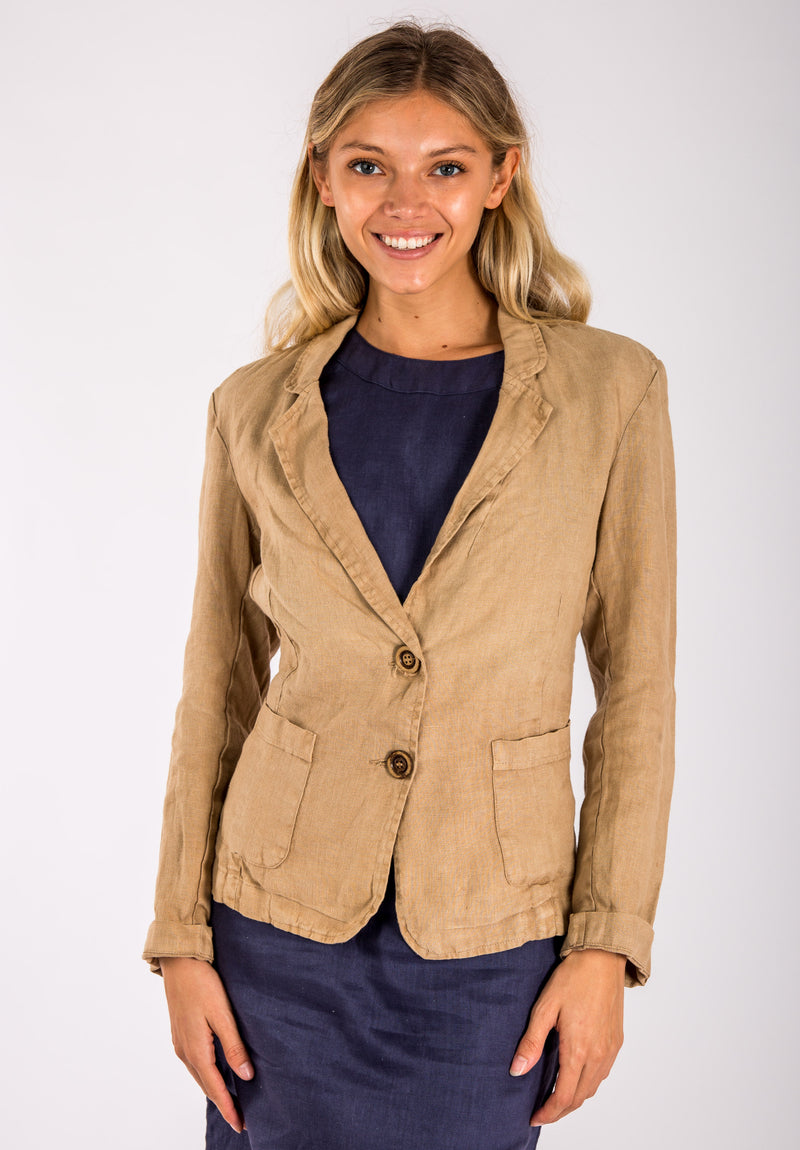 Women's Linen Blazer with Coco Buttons | 100% Natural Italian Style Clothing, Item #8506
