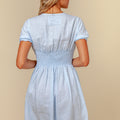 100% Linen Button Down Short Sleeve Peasant Dress S to XXXL - Claudio Milano