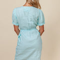 100% LINEN SHORT SLEEVE TEACUP DRESS WITH POCKETS S to XXXL - Claudio Milano