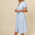 100% Linen Deep-V Dress With Button Details S to XXXL - Claudio Milano