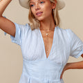 100% Linen Deep-V Dress With Button Details S to XXXL - Claudio Milano