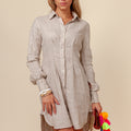 100% LINEN FITTED BUTTON DOWN SHIRT DRESS S to XXXL - Claudio Milano