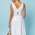 100% LINEN SLEEVELESS FLARE DRESS WITH BELT S to XXXL - Claudio Milano