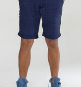 Linen Shorts With Drawstring in navy blue