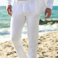 Linen Pants With Pockets Relaxed Fit in white