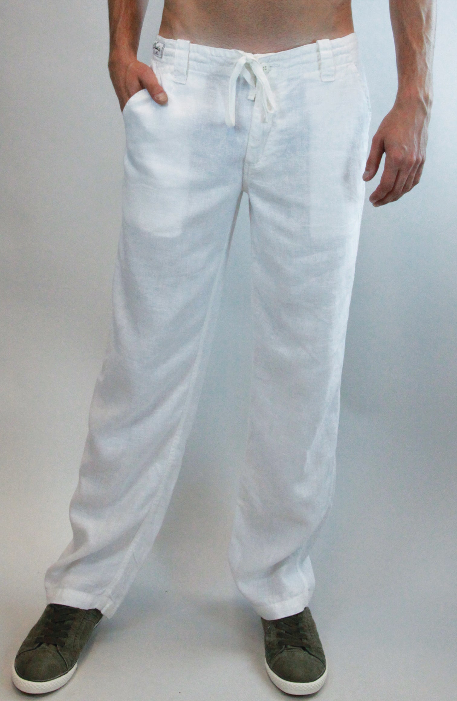 Linen Pants With Drawstring| Relaxed Fit in white