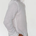 Long Sleeve Button Down Linen Shirt Regular Fit in white