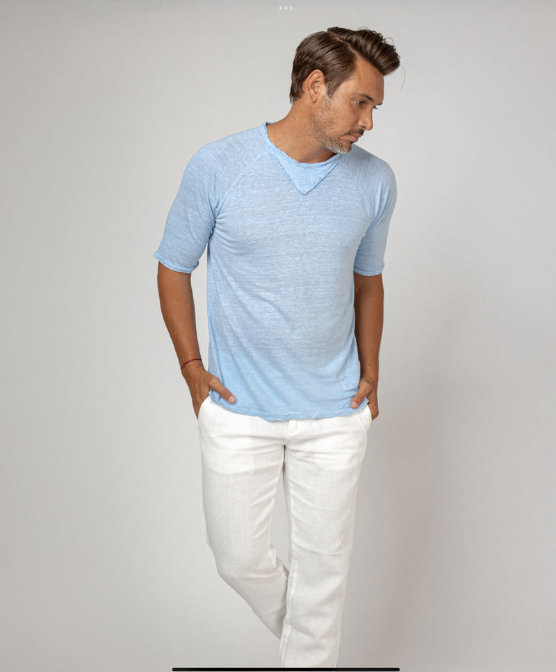 Men's Linen Jersey Short Sleeve Shirt | Comfortable and Stylish Linen T-Shirt for Men, Item #1103-S