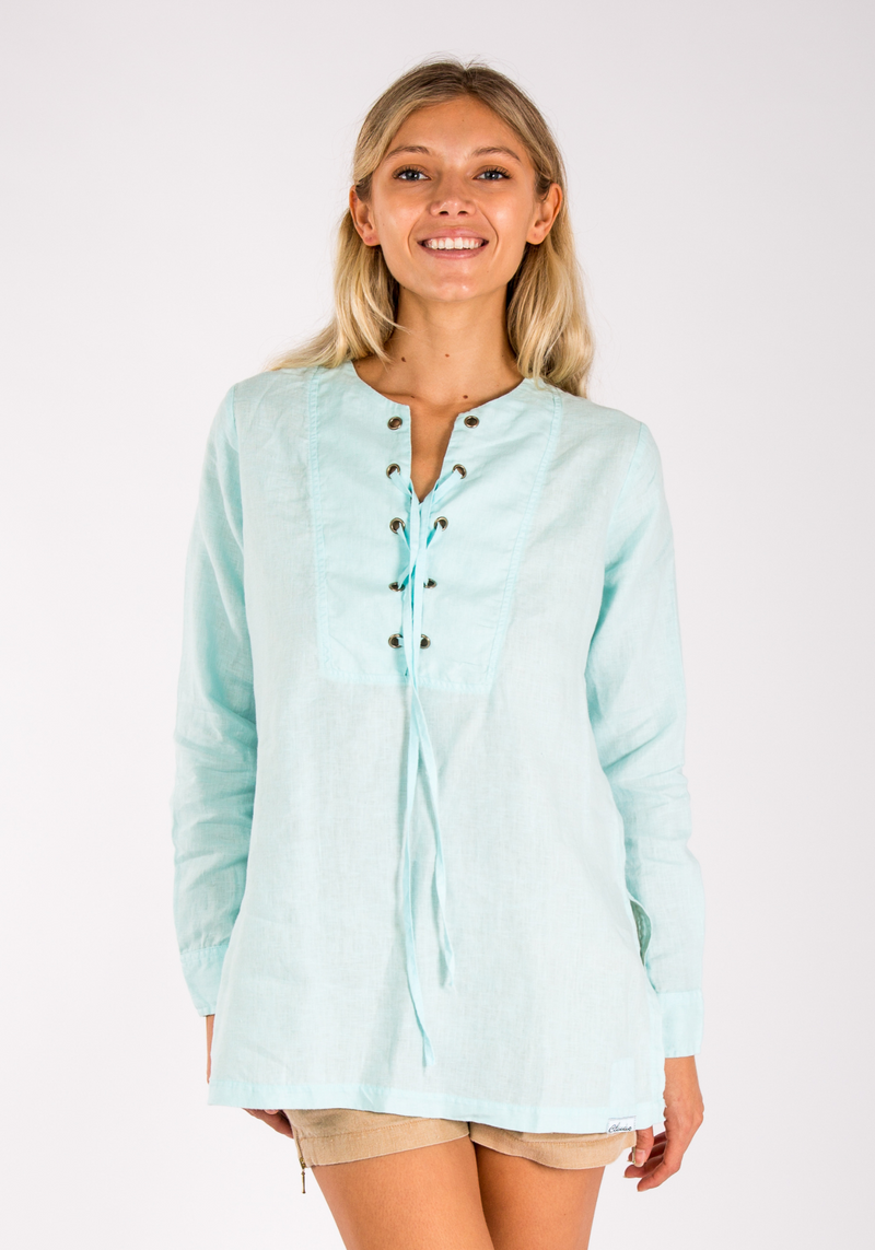 Cross Tie Oversized Linen Shirt