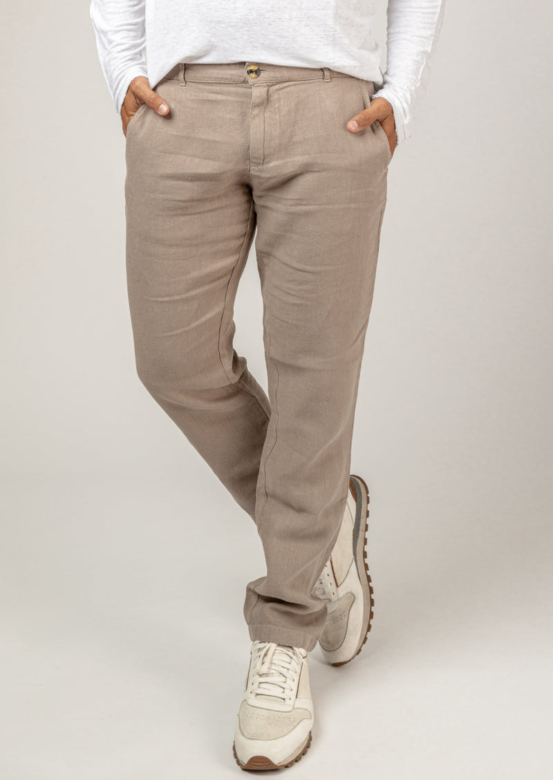 Men's Linen Pants | Summer Clothing in White, Also Available in Black, Navy, Denim, Gray, Blue, and Gray. 100% Natural Italian Style Pant with Pockets, Item #1212