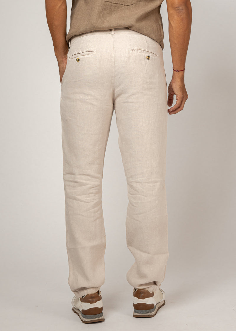 Men's Linen Pants | Summer Clothing in White, Also Available in Black, Navy, Denim, Gray, Blue, and Gray. 100% Natural Italian Style Pant with Pockets, Item #1212