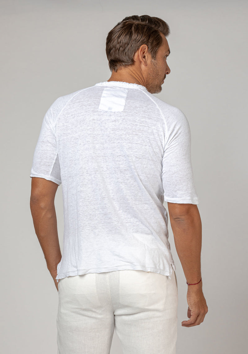 Jersey Linen Short Sleeve T-Shirt in white 3