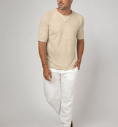 Jersey Linen Short Sleeve T-Shirt in natural