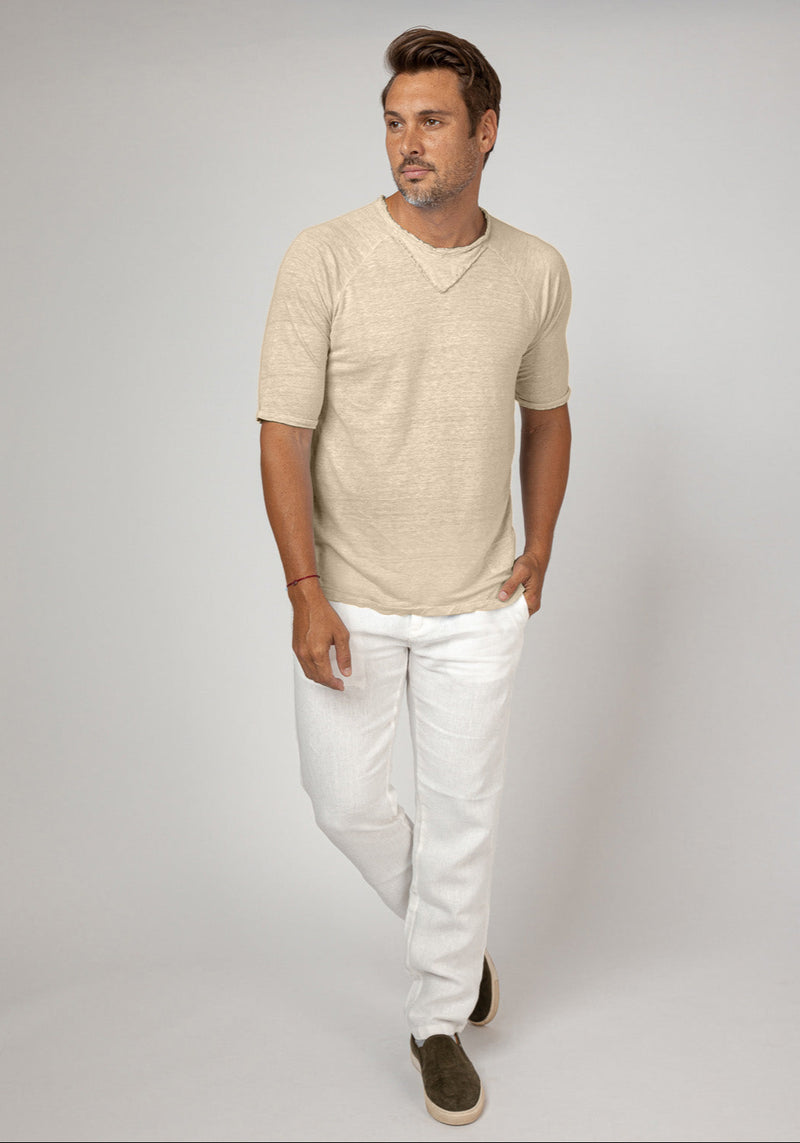 Jersey Linen Short Sleeve T-Shirt in natural