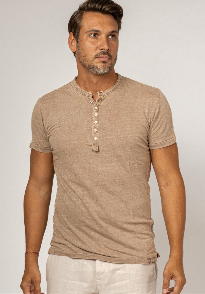 Short Sleeve Linen Henley T-Shirt 6