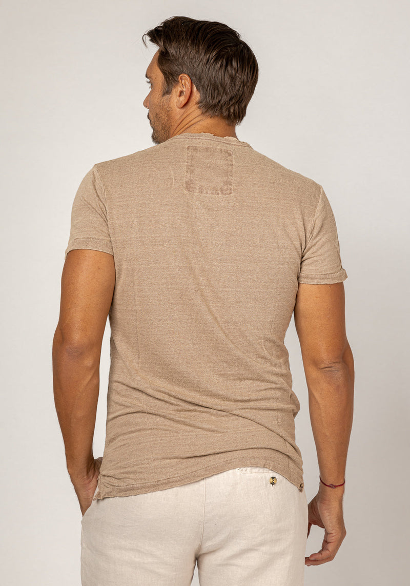 Short Sleeve Linen Henley T-Shirt 9