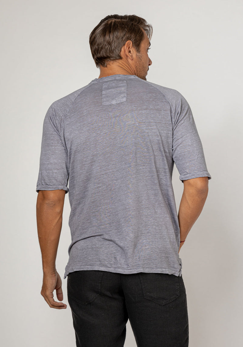 Jersey Linen Short Sleeve T-Shirt in Gray 3