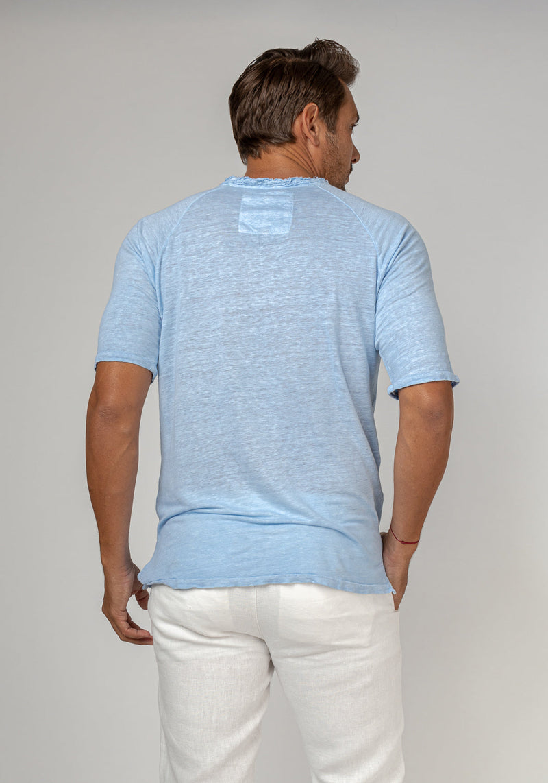 Jersey Linen Short Sleeve T-Shirt in light blue 3