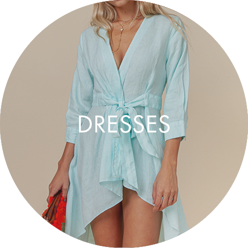 An aqua linen tunic dress