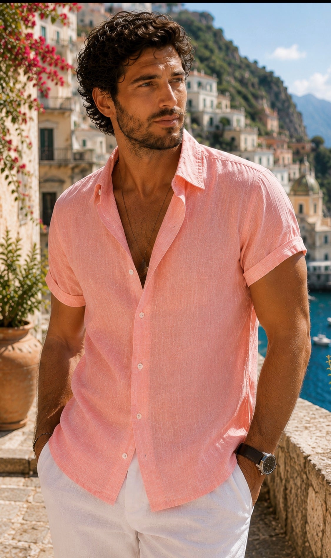 Short Sleeve Button Down Linen Shirt | Regular Fit