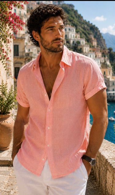 Short Sleeve Button Down Linen Shirt | Regular Fit