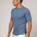 Jersey Linen Short Sleeve T-Shirt in denim blue 1