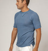 Jersey Linen Short Sleeve T-Shirt in denim blue 1