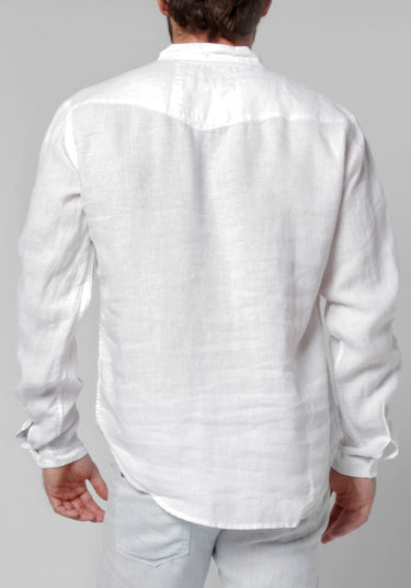 Long Sleeve Linen Shirt With Button Collar in white 3