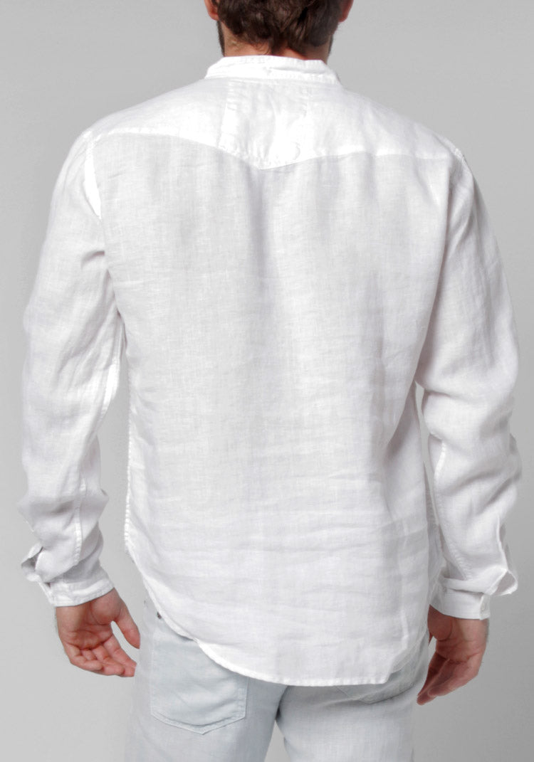 Italian Style Linen Long Sleeve Shirt with Button Collar | 100% Natura ...