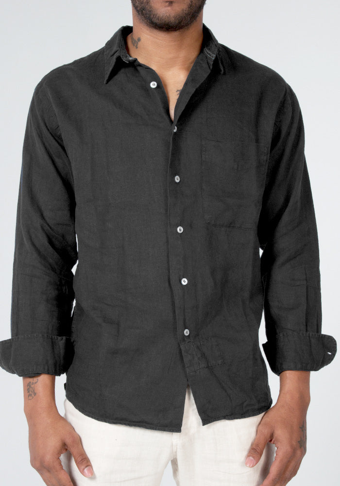 100% LINEN LOOSE FIT BUTTON DOWN SHIRT WITH POCKET S to XXXL - Claudio Milano 