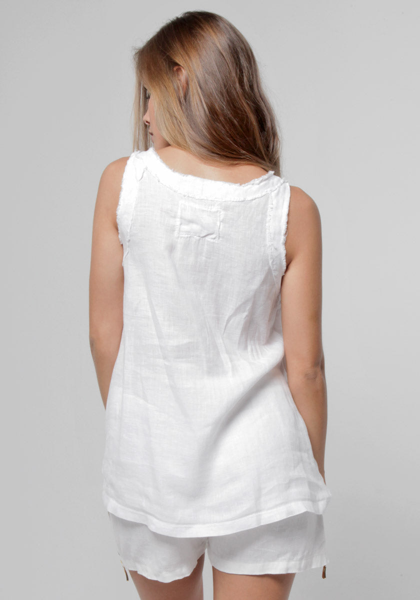 100% Linen Babydoll Pleated Tank S to XXXL - Claudio Milano 