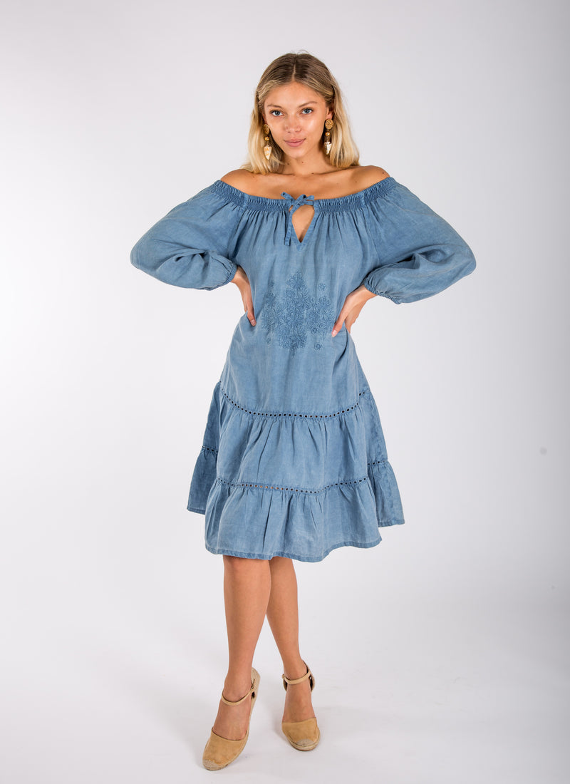 Puro Lino Made in Italy 100% Linen Dress Cottagecore Lagenlook Boho Shift  Dress