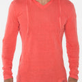 Long Sleeve Fitted Jersey Linen Hoodie in coral