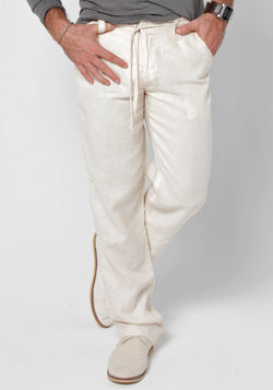 100% LINEN RELAXED PANT WITH DRAWSTRING S to XXXL - Claudio Milano 