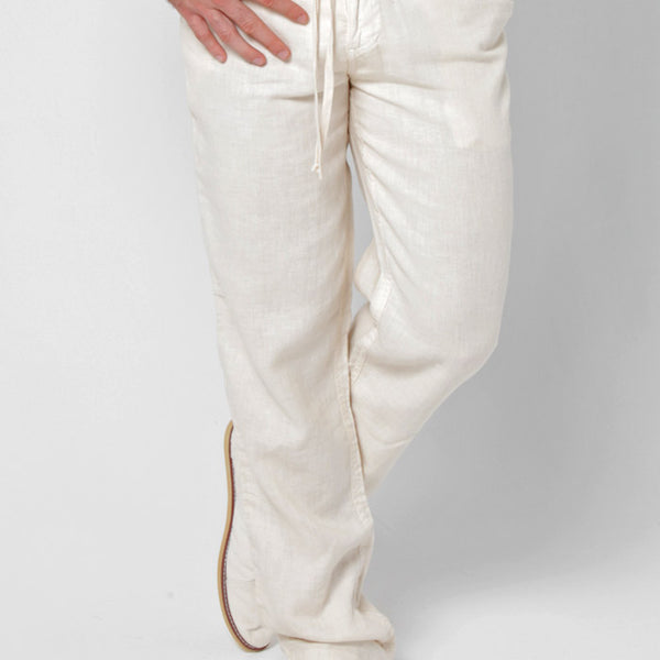 1202 Linen pant men 100% Natural Italian Style RELAXED PANT WITH DRAWSTRING