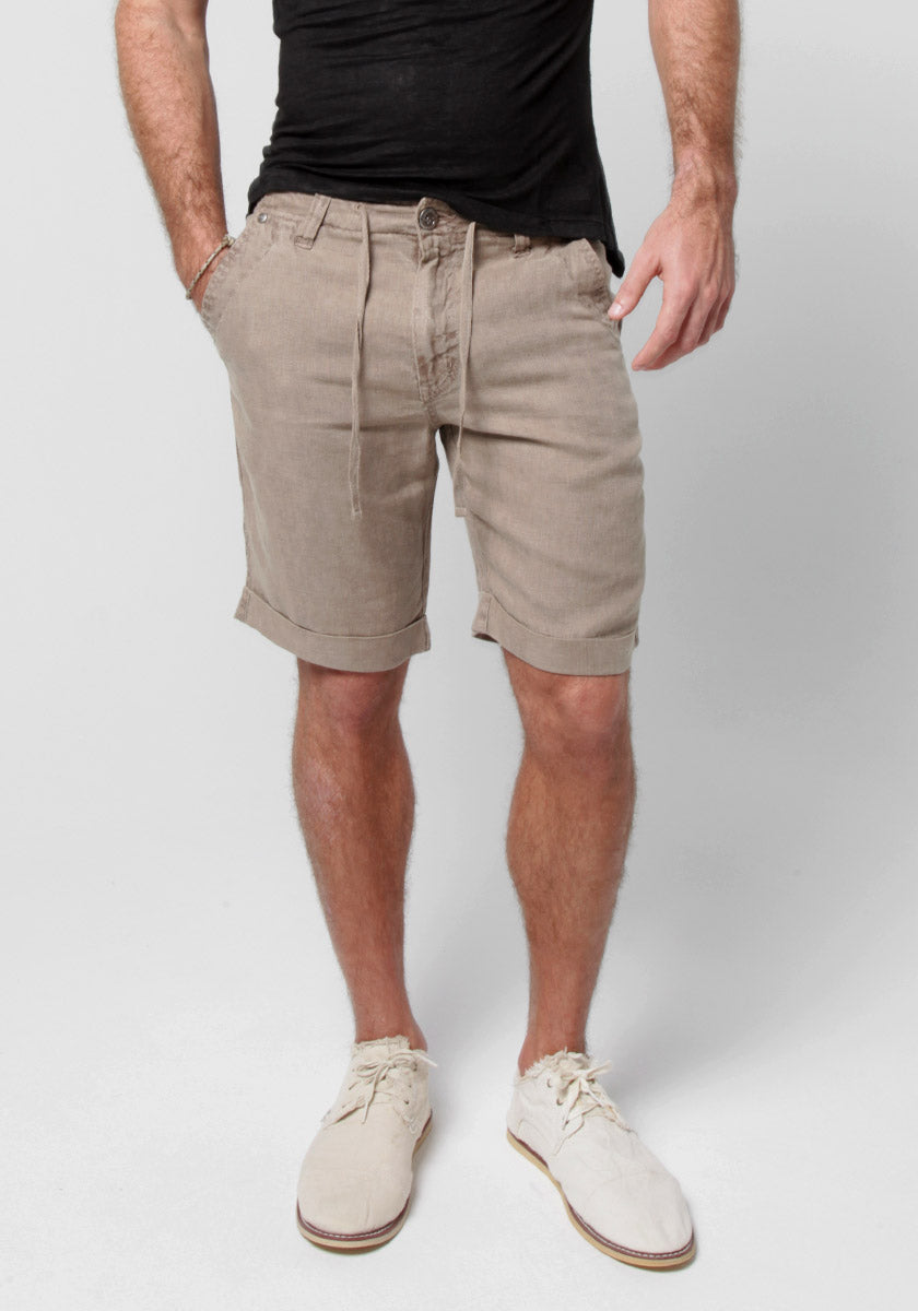 Linen Shorts With Drawstring in khaki