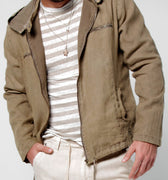 100% LINEN ZIP-UP JACKET WITH DETACHABLE HOODIE S to XXXL - Claudio Milano 