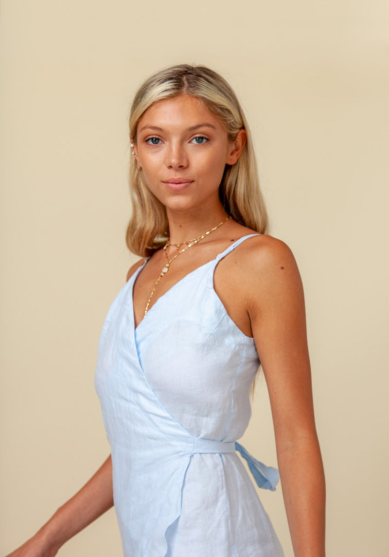 Women's Linen Wrap Tunic Dress  Italian Style Clothing, 100% Natural –  Claudio Milano