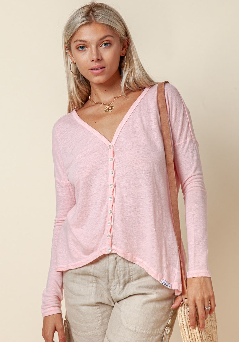 #8128 Linen women top Jersey Linen Long Sleeve Cardigan Shirt
