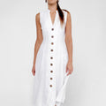 100% Linen Dress with Coconut Buttons and Moa Collar S to XXXL - Claudio Milano 