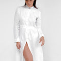 100% Linen Pleated Button-Down Dress S to XXXL - Claudio Milano 