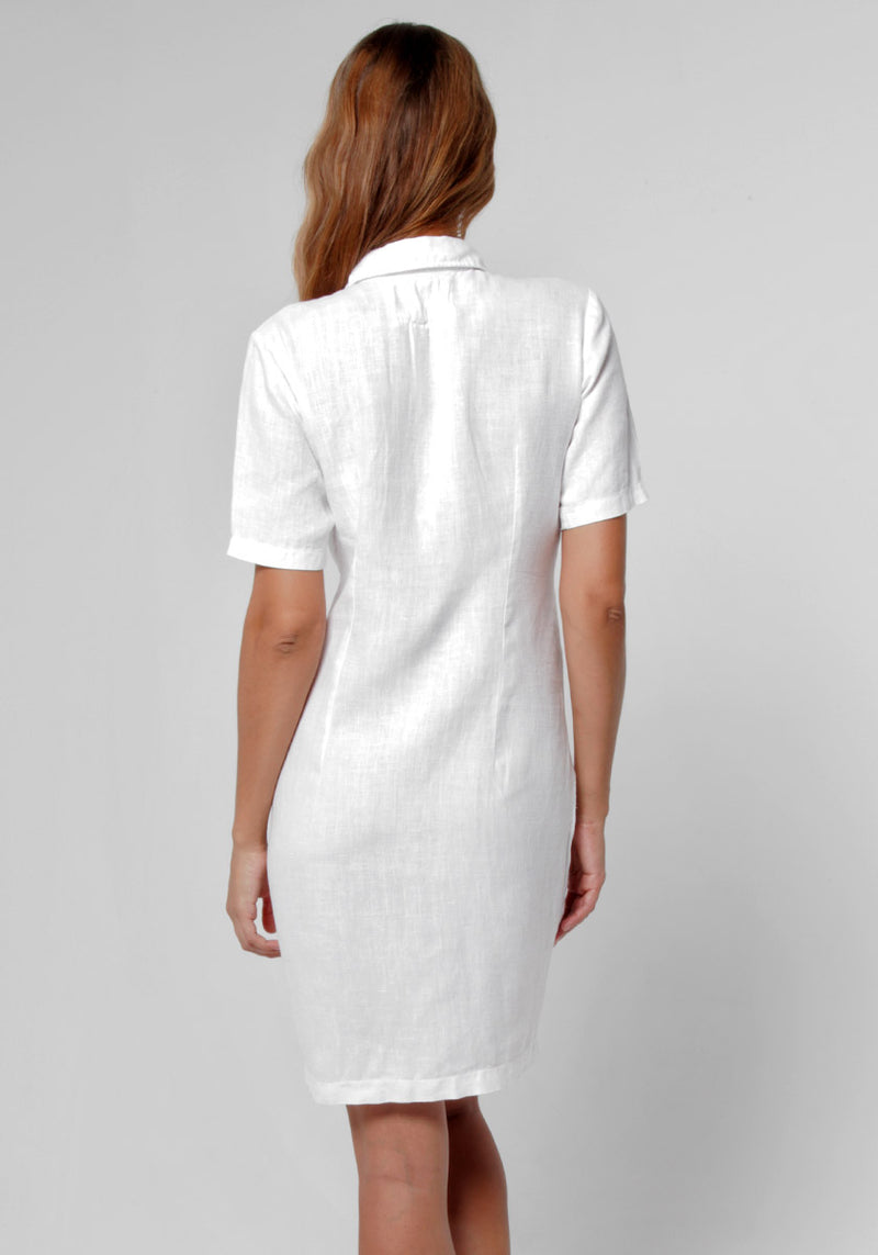 100% Linen Collared Golf Dress With Hidden Pockets S to XXXL - Claudio Milano 